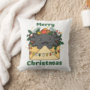 Coussin Lettre de Noël Axolotl Animaux d'hiver Axolotls