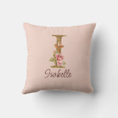 Coussin Lettre de nom personnalisée I Roses roses blush fe (Verso)