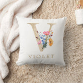 Coussin LETTRE D'OR Aquarelle Fleur sauvage Faux Aquarelle (Couverture)