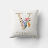Coussin LETTRE D'OR Aquarelle Fleur sauvage Faux Aquarelle (Verso)