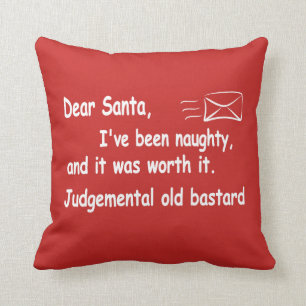 Coussin lettre drôle de Noël à Père Noël j'ai été v