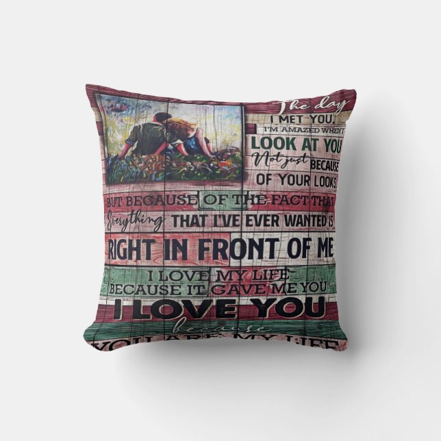 Coussin Lettre du mari à ma femme | Don de devis d'amour (Recto)