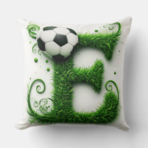 Coussin ⚽ Lettre E Soccer Gazon Topiaire Décoration Sporti