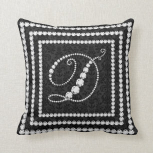 Coussin Lettre Élégante D Diamants Étincelants -Monogramme