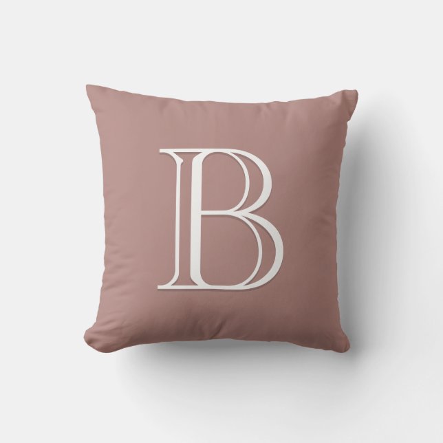 Coussin Lettre Élégante Monogramme Initial Rose Pâle (Recto)