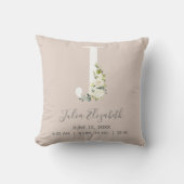 Coussin LETTRE Florale BLANCHE J MONogramme Bébé Statistiq (Recto)