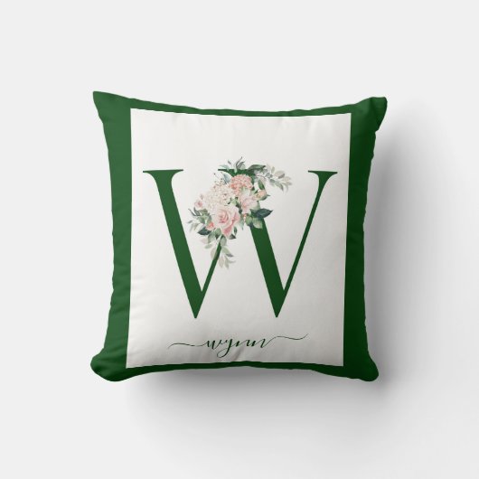Coussin Lettre florale monogrammée W (Recto)