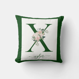 Coussin Lettre florale monogrammée X