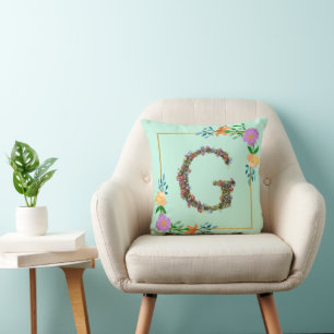 Coussin Lettre G de l'alphabet floral