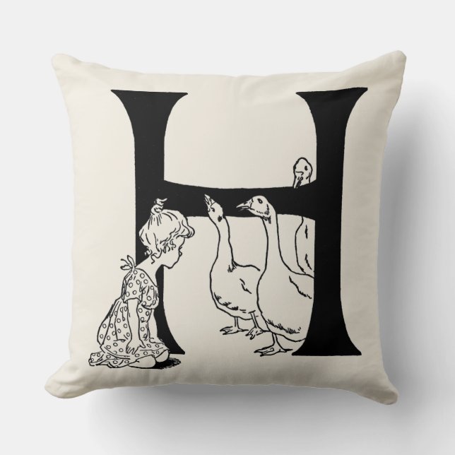 Coussin Lettre 'H' au monogramme de la ferme (Recto)