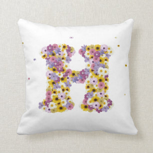 Coussin Lettre H de fleur