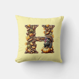 Coussin Lettre H style cadeau de Thanksgiving 
