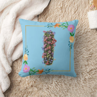 Coussin Lettre I de l'alphabet floral