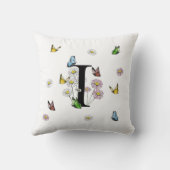 Coussin Lettre I Monogramme Papillon Floral Initial (Verso)