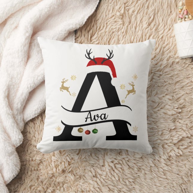 Coussin Lettre initiale A de Noël – Conception festive de  (Couverture)