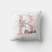 Coussin Lettre initiale bébé et prénom aquarelle (Recto)