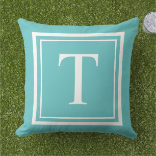 Coussin LETTRE INITIALE Carré Turquoise Personnalisé