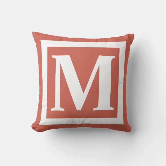 Coussin Lettre initiale de monogramme Burange Orange Bold (Recto)
