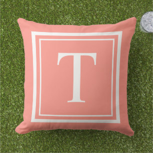Coussin Lettre initiale du Carré de corail personnalisé