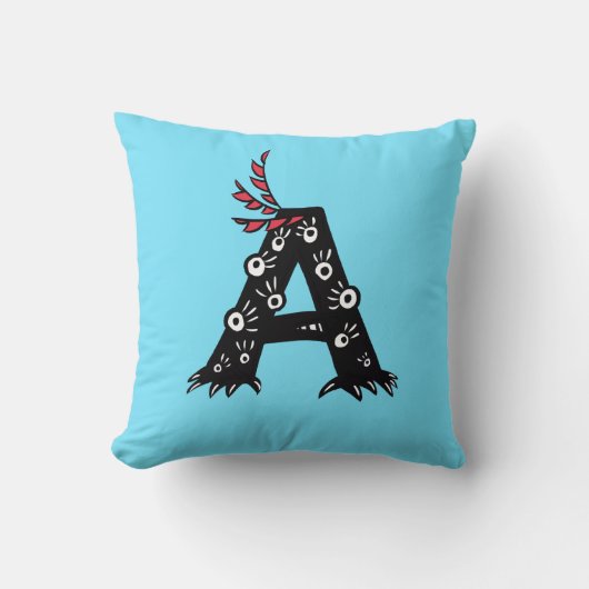 Coussin Lettre initiale enfants mignons drôles d'un (Recto)
