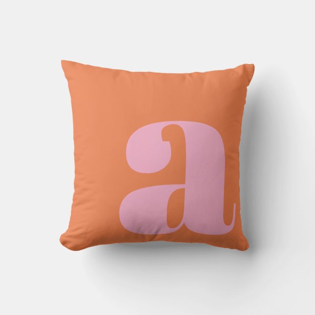 Coussin Lettre initiale Monogramme Gras Rose Orange Jouer (Recto)