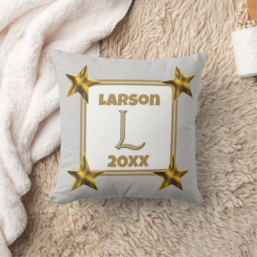 Coussin Lettre initiale monogramme L accent étoiles or arg (Couverture)
