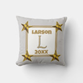 Coussin Lettre initiale monogramme L accent étoiles or arg (Recto)