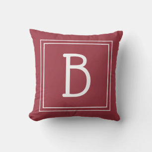 Coussin Lettre initiale monogrammée tendance Rouge cramois