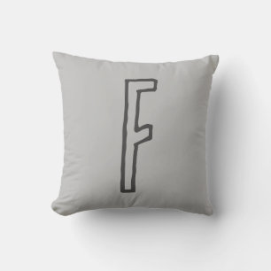 COUSSIN LETTRE INITIALE TONS GRIS PLAINE MONOMARMÉE