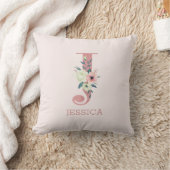 Coussin Lettre J Aquarelle rose Floral Monogram Nursery (Couverture)