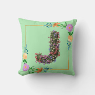 Coussin Lettre J de l'alphabet floral