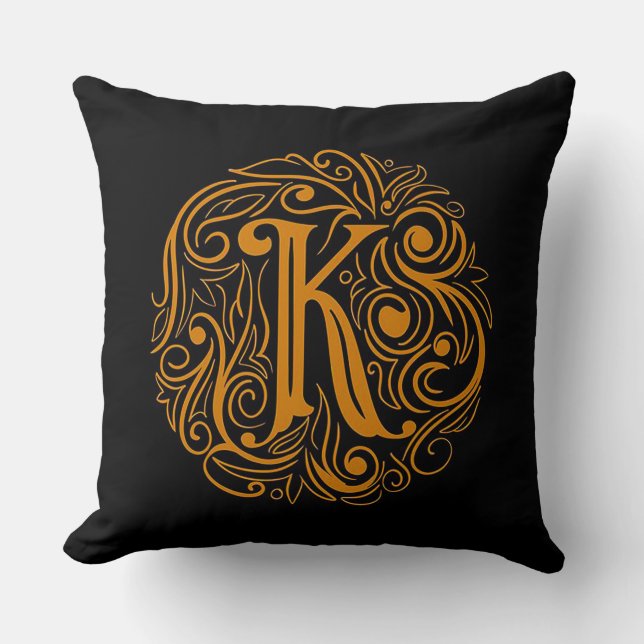 Coussin Lettre K dorée élégante (Recto)