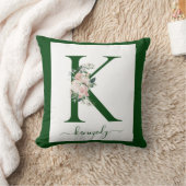 Coussin Lettre K Florale Monogramme (Couverture)