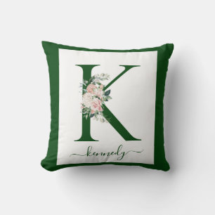 Coussin Lettre K Florale Monogramme