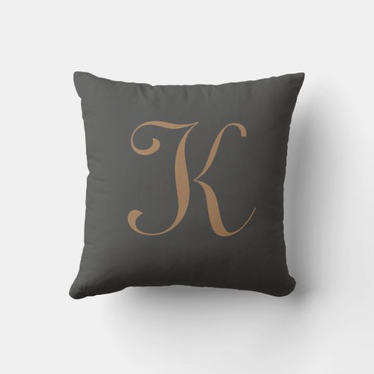 Coussin Lettre K Monogramme Initiale Personnalisée (Verso)