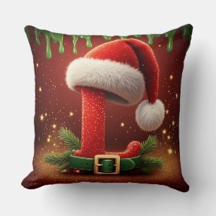Coussin Lettre L Chapeau de Père Noël Noël