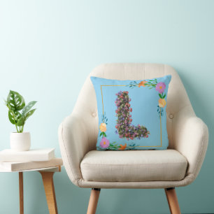 Coussin Lettre L de l'alphabet floral