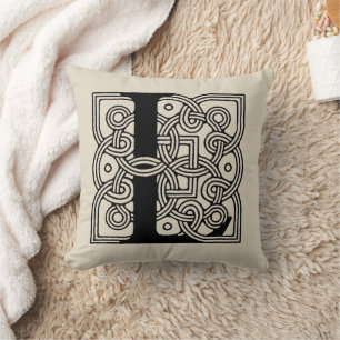 Coussin Lettre L Vintage Céleste noeud Monogramme