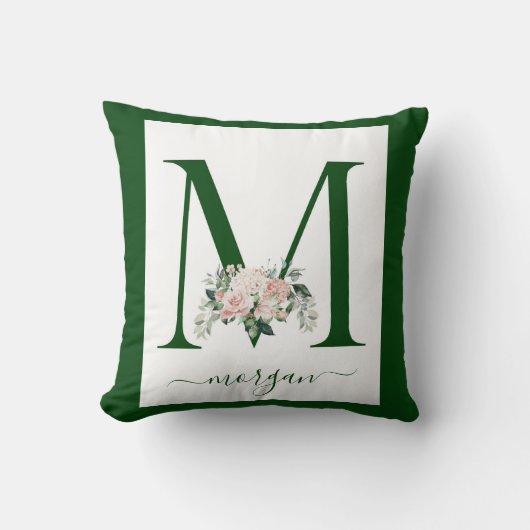 Coussin Lettre M florale monogramme (Recto)