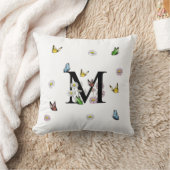 Coussin Lettre M Monogramme Papillon Floral Initiale  (Couverture)