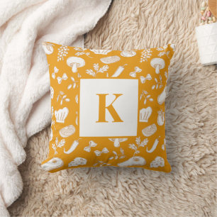 Coussin Lettre monogramme Cuisine Vintage Motif Chef Baker