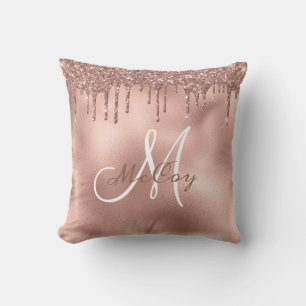 Coussin Lettre monogramme du nom de famille avec gouttes d