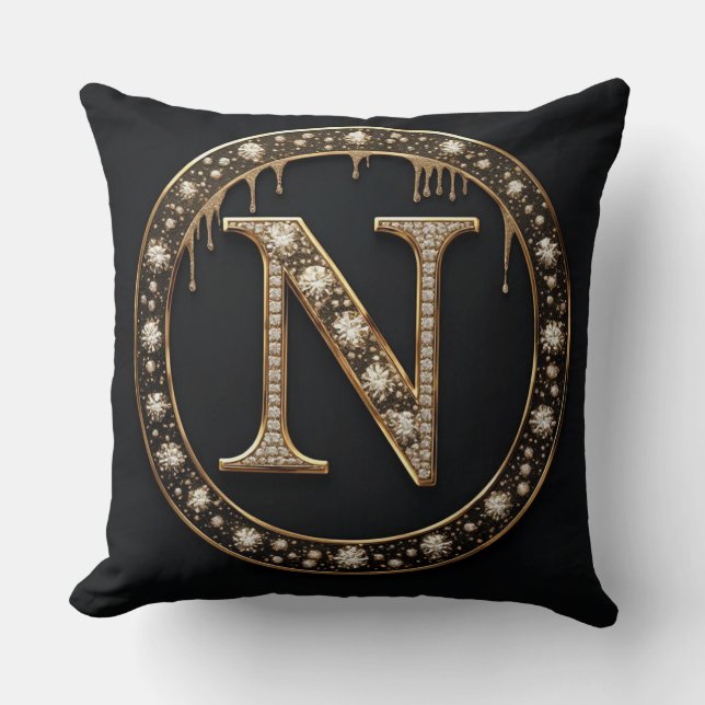 Coussin Lettre Monogramme N Cadeau Initial Personnel (Recto)