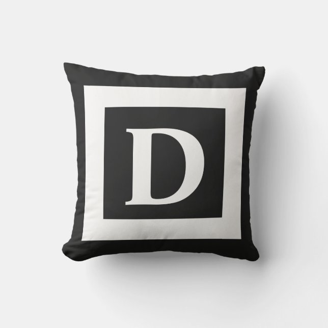 Coussin Lettre Monogramme Noire Et Blanche Gras (Recto)