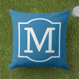 Coussin LETTRE MONOGRAPHIQUE Bleue Cobalt Classique