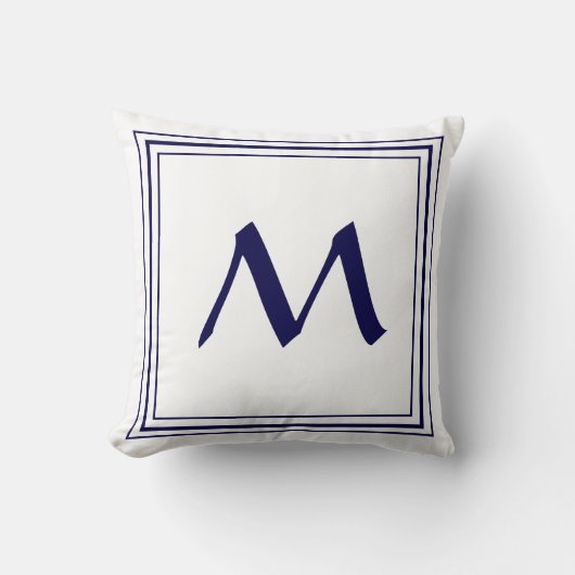 Coussin LETTRE MONOGRAPHIQUE CADRE Bleu COUCHON MINIMUM (Recto)