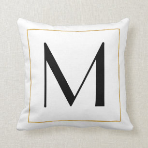 COUSSIN LETTRE MONOGRAPHIQUE PERSONNALISÉE EN BLANC D'OR