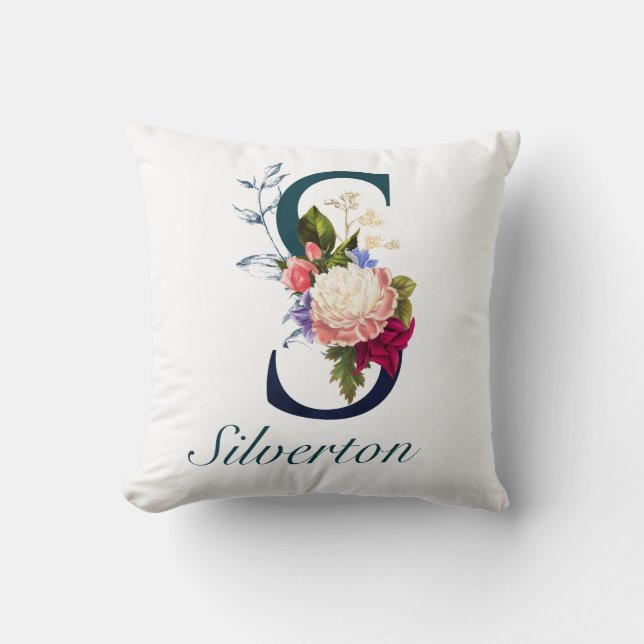 Coussin LETTRE MONOGRAPHIQUE S Fancy Floral (Recto)