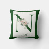 Coussin Lettre N florale à monogramme (Verso)