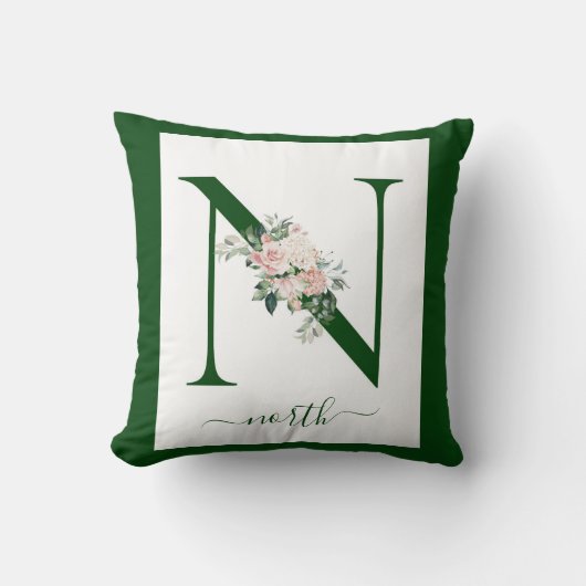 Coussin Lettre N florale à monogramme (Recto)